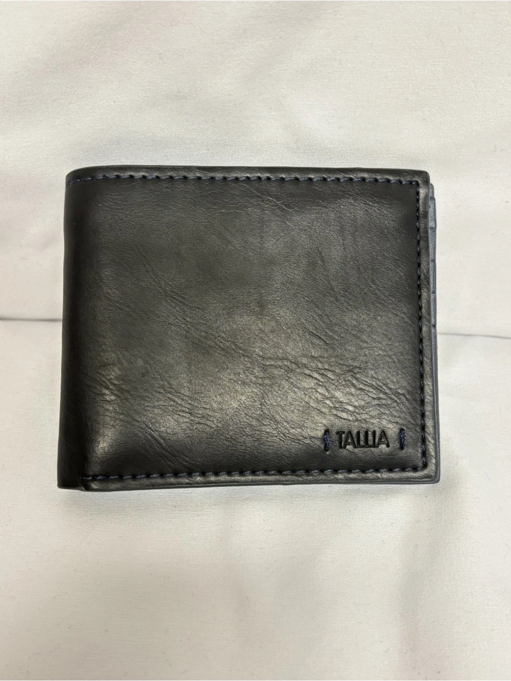 Tallia Genuine Leather Men’s Bi-Fold Wallet Card Holder Black Blue NEW No Box